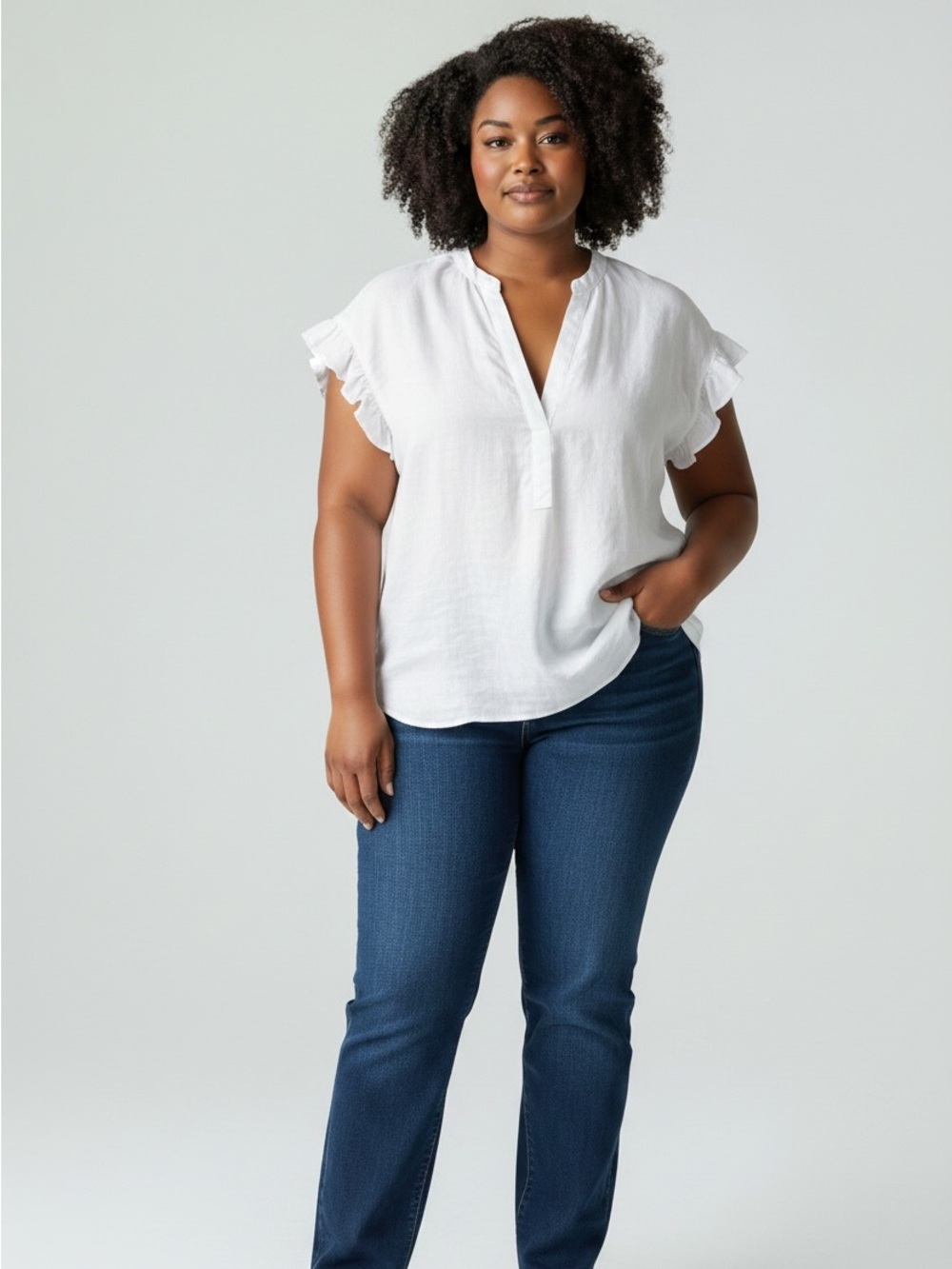 Pilcro White Linen V-Neck Tunic 3X